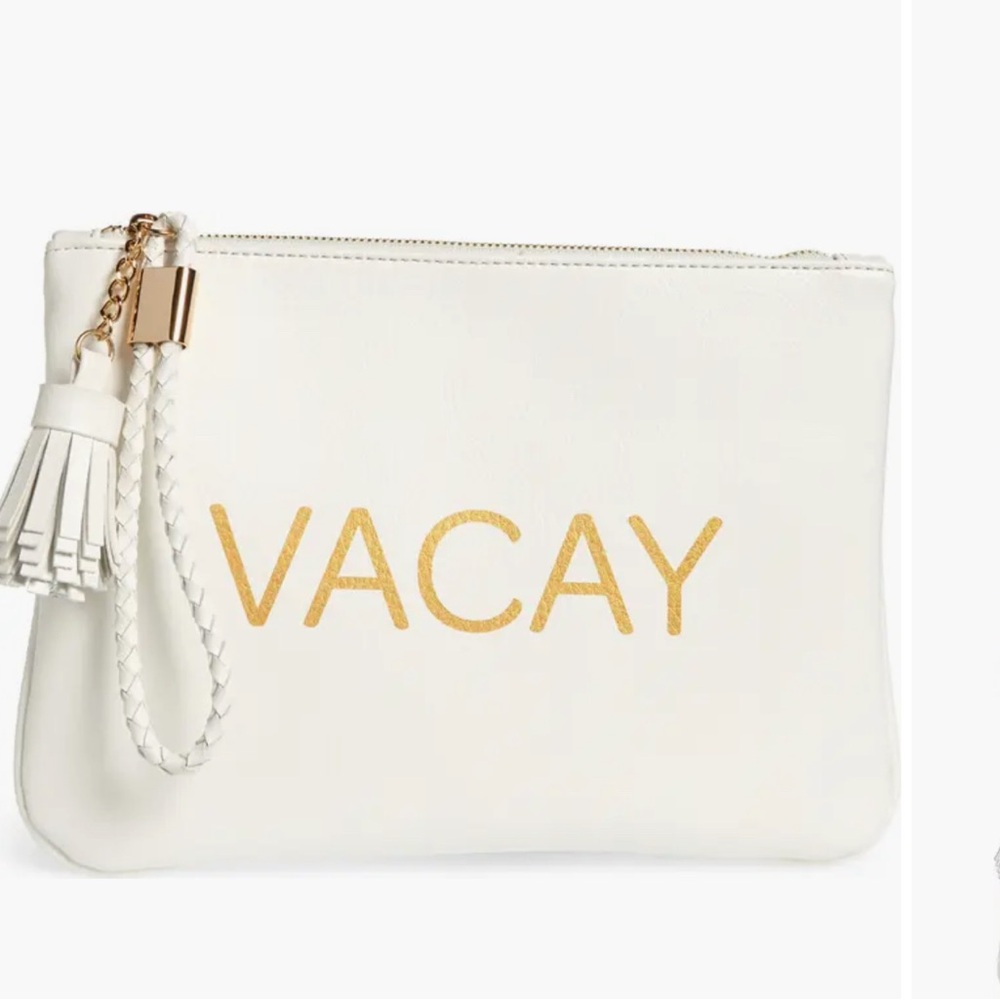 Mali and Lili London Vegan Leather Vacay Clutch White and Gold Clutch Bag